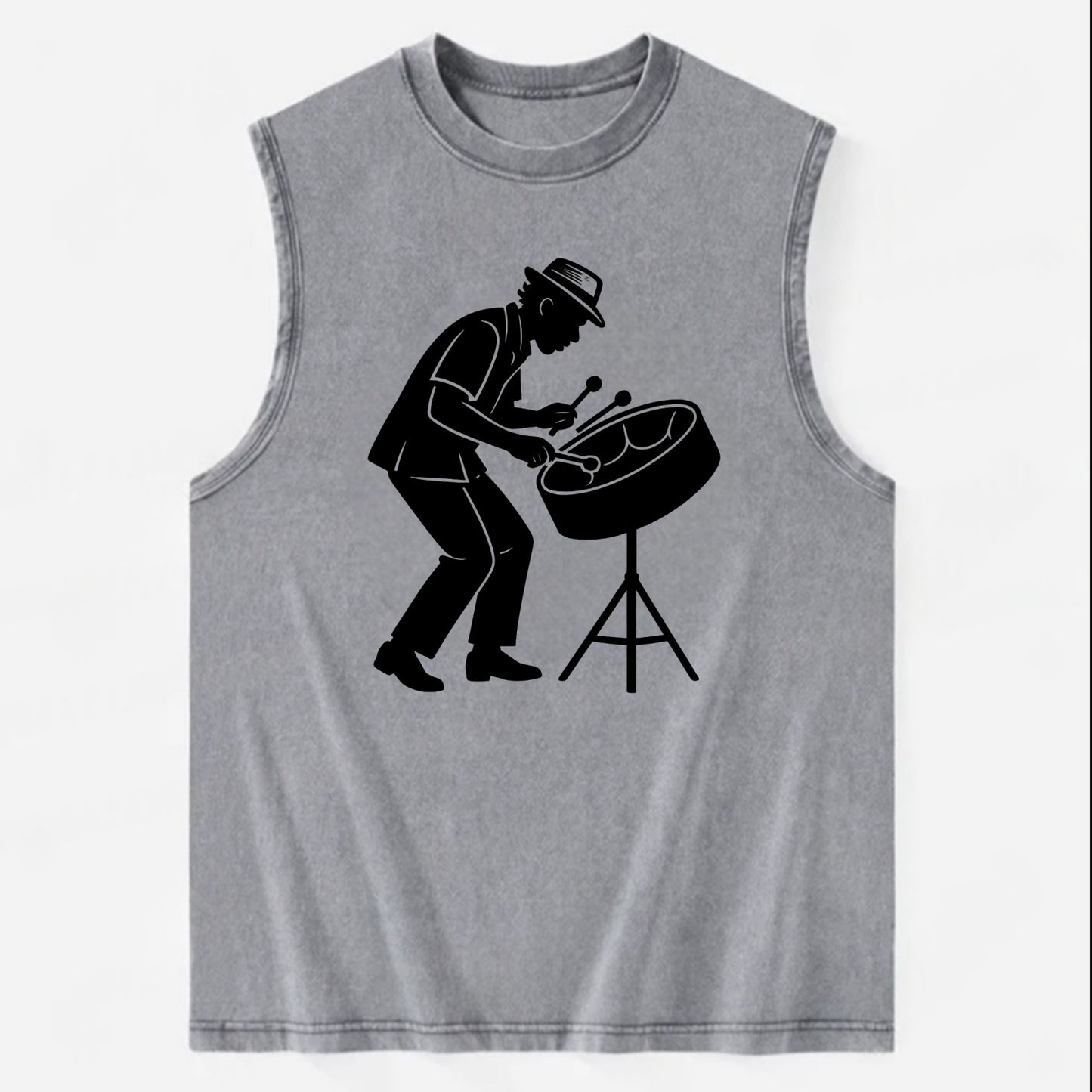 Steel drum player Caribbean rhythm - Vintage Washed Tank - Grey