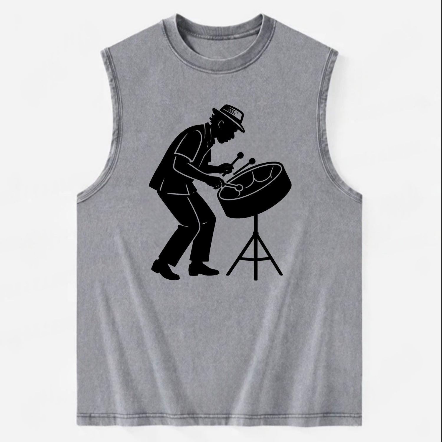 Steel drum player Caribbean rhythm - Vintage Washed Tank - Grey