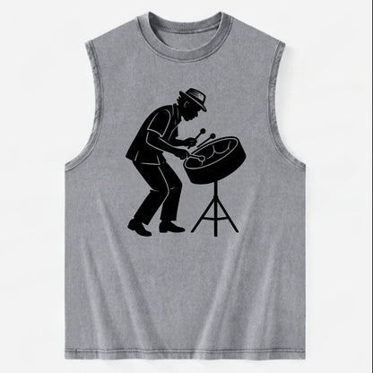 Steel drum player Caribbean rhythm - Vintage Washed Tank - Grey