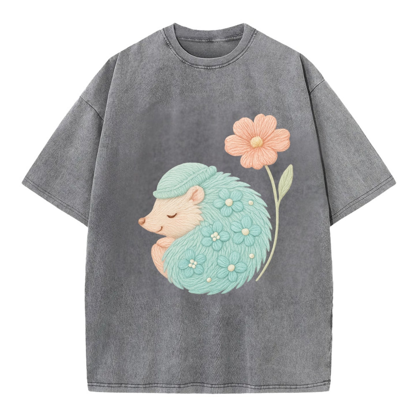 Aqua Hedgehog - Vintage T-shirt - Grey