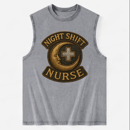 Night Shift Nurse  - Vintage Washed Tank - Grey