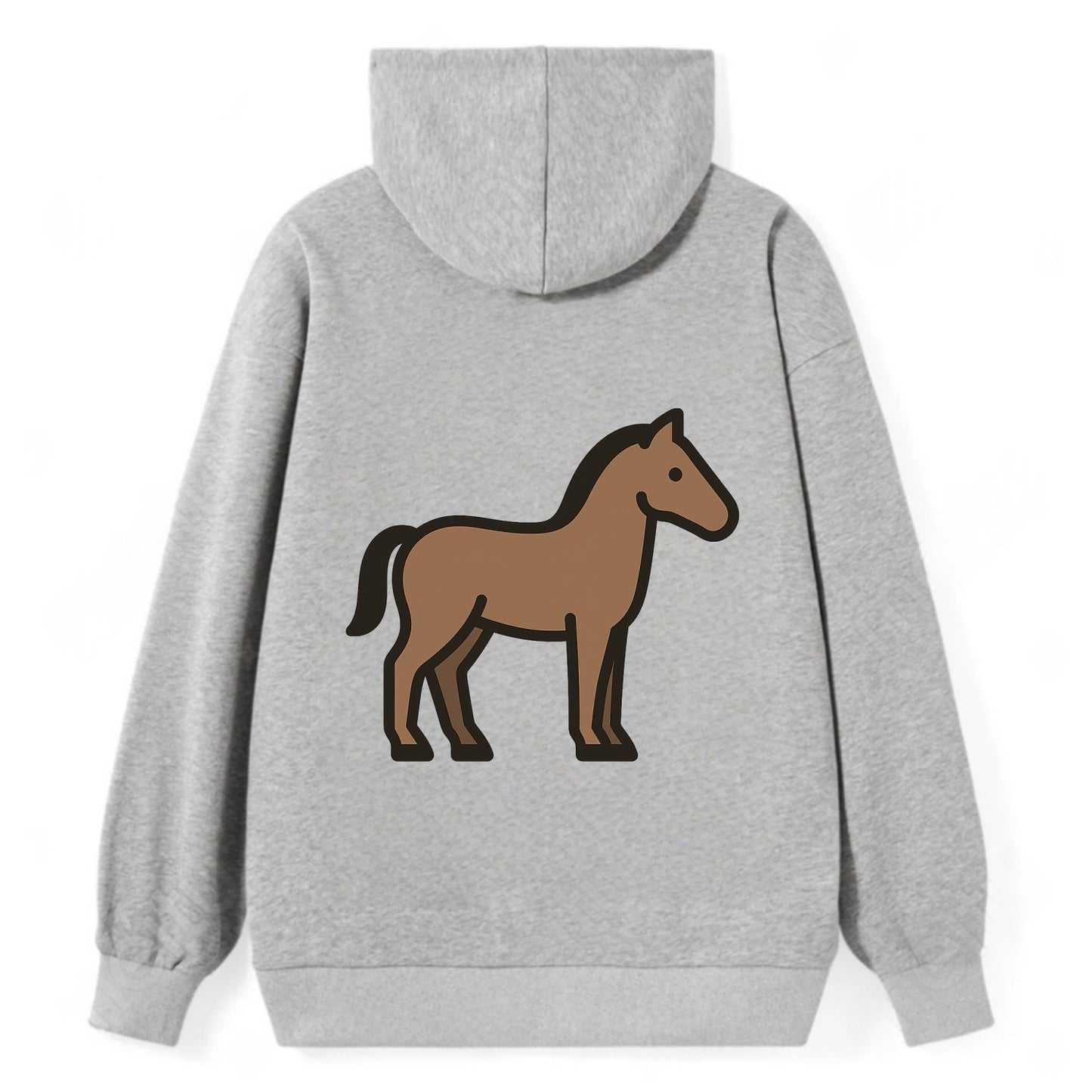 Horse - Brown standing pose flat side profile - Classic Pullover Hoodie - Grey