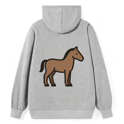 Horse - Brown standing pose flat side profile - Classic Pullover Hoodie - Grey