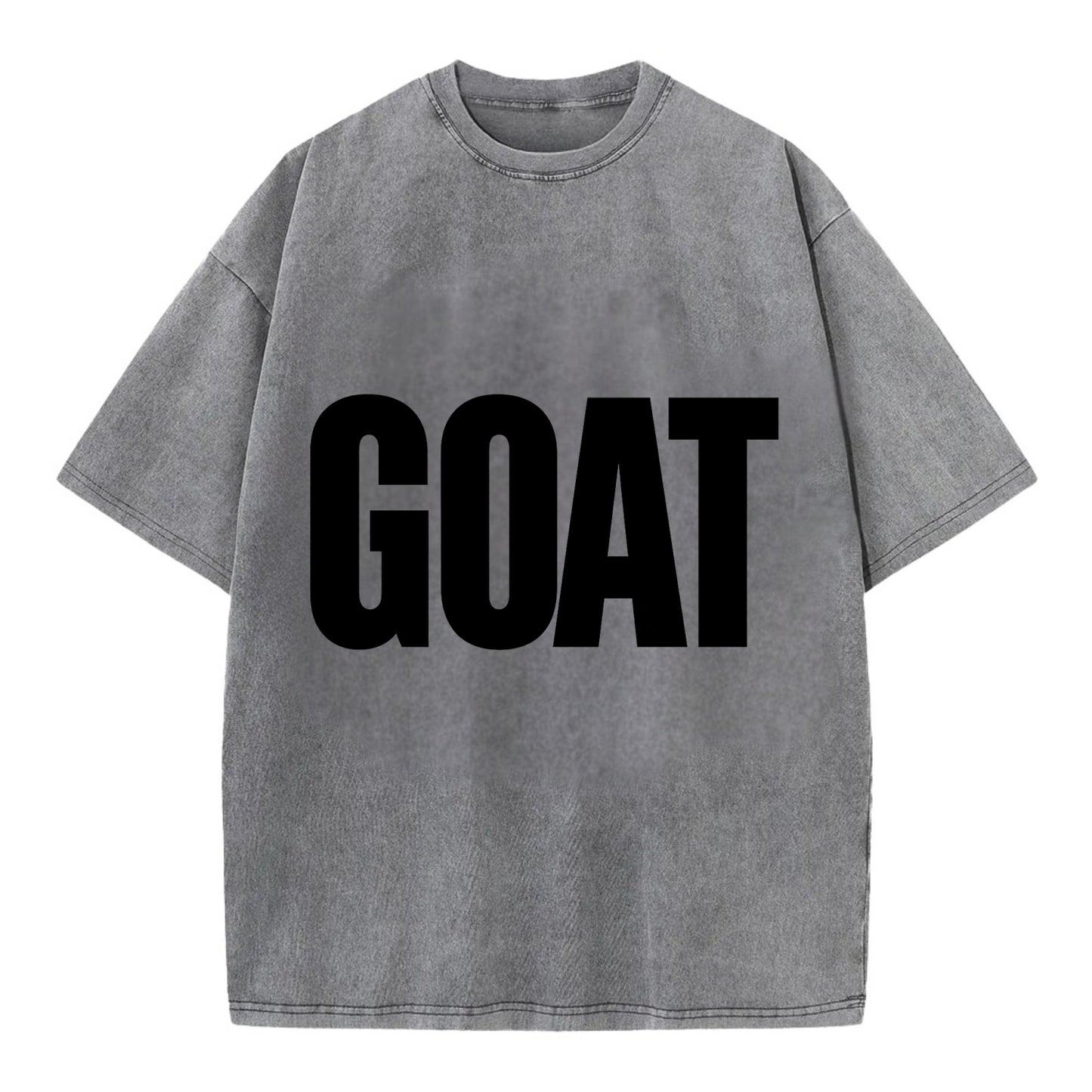 Bold typography design - "GOAT" - greatest of all time - Vintage T-shirt - Grey