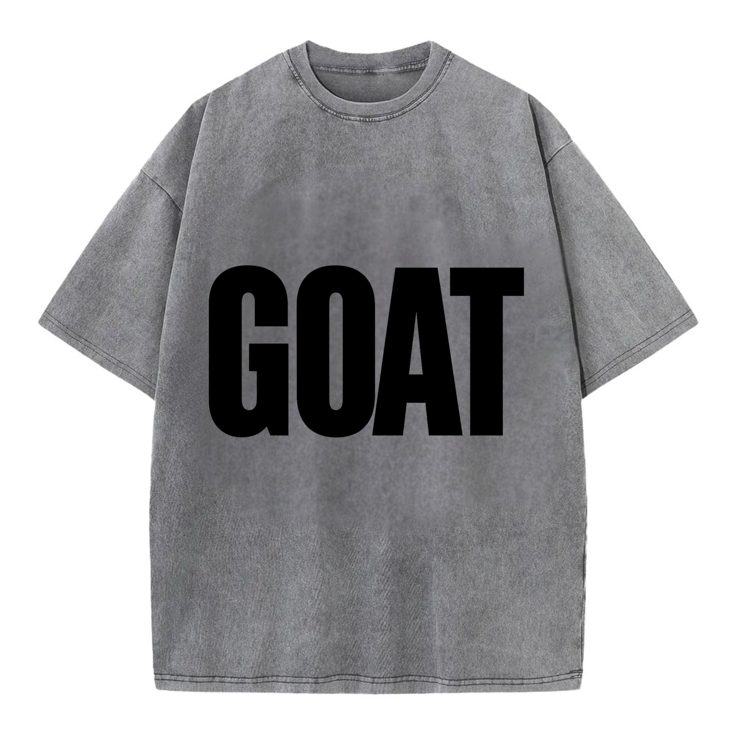 Bold typography design - "GOAT" - greatest of all time - Vintage T-shirt - Grey