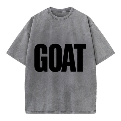 Bold typography design - "GOAT" - greatest of all time - Vintage T-shirt - Grey
