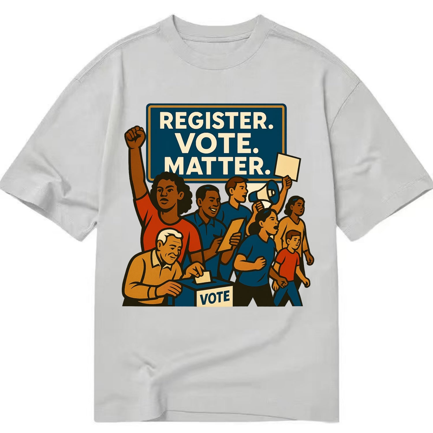 Voter registration drive bringing community together - "Register. Vote. Matter." - Classic T-shirt - Grey