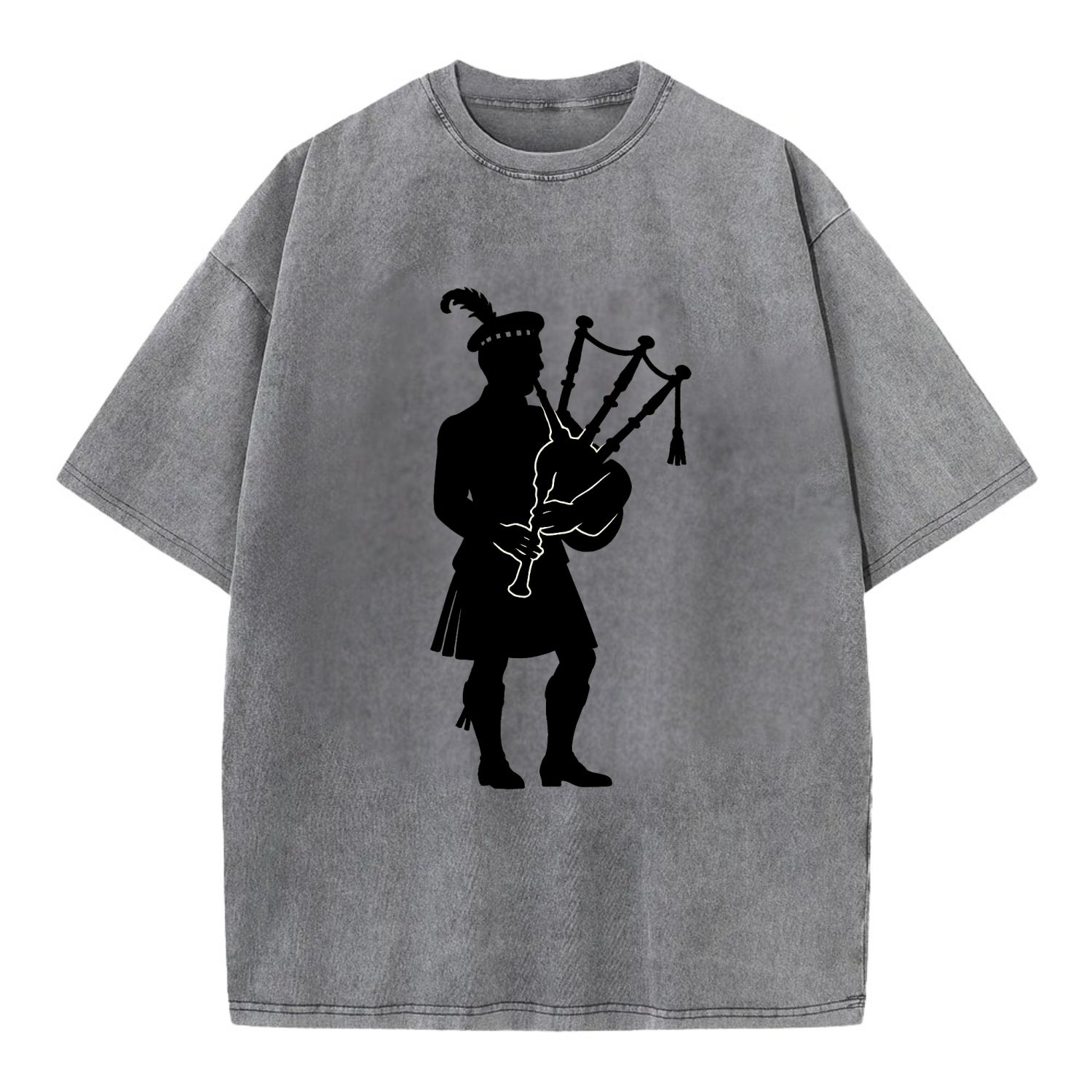 Bagpiper in traditional stance - Vintage T-shirt - Grey