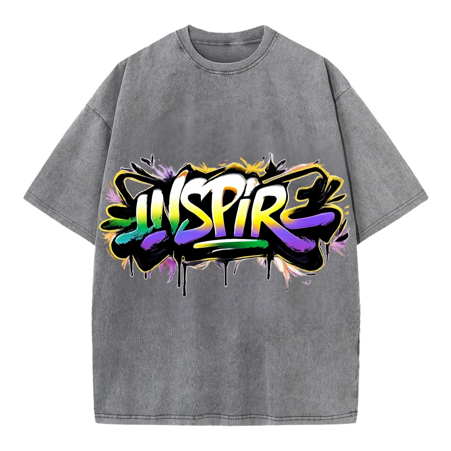 Bold typography design - "INSPIRE" - motivating others, being the spark - Vintage T-shirt - Grey