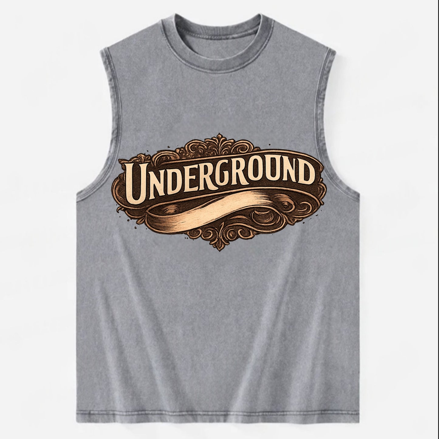 Bold typography design - "UNDERGROUND" - hidden scene, alternative - Vintage Washed Tank - Grey