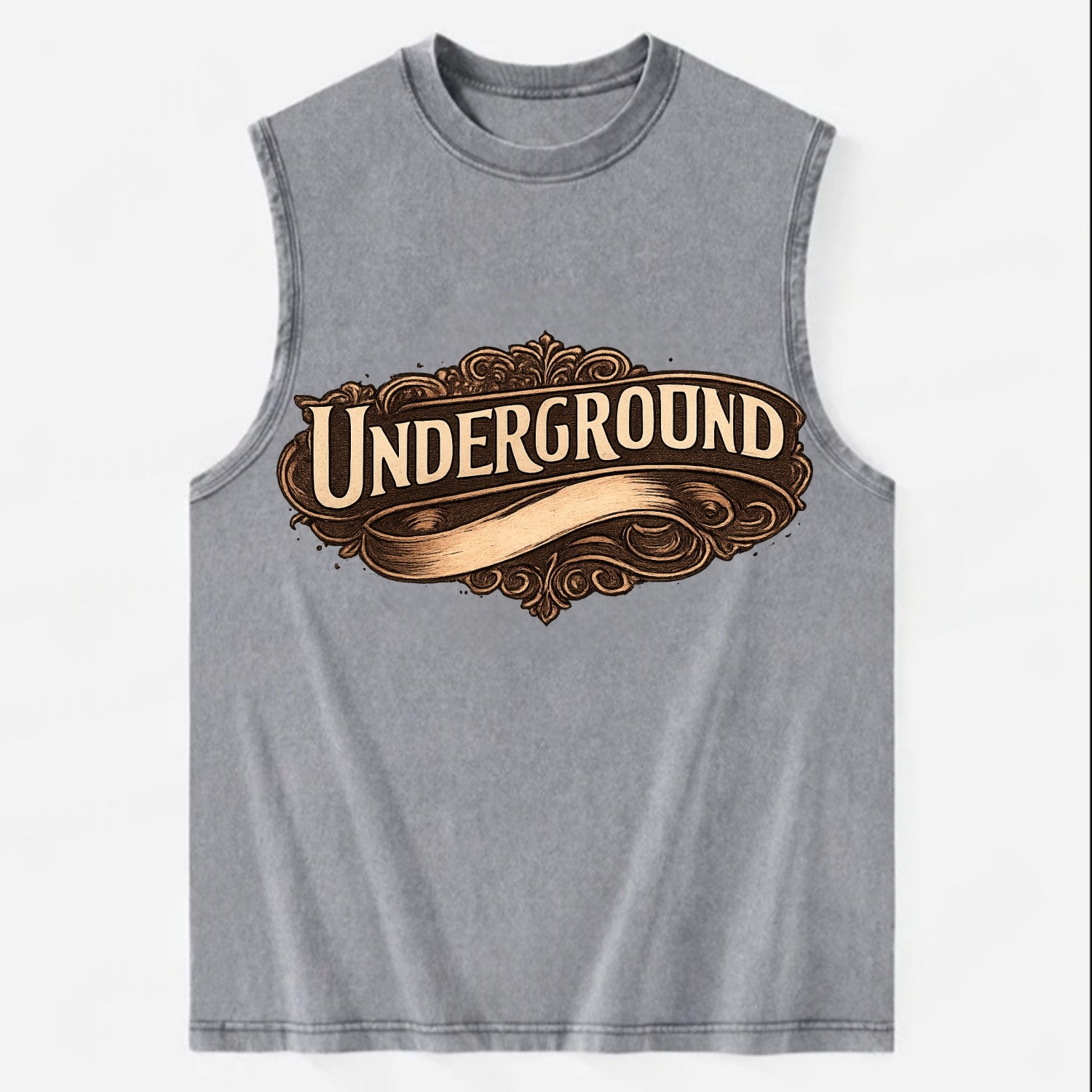 Bold typography design - "UNDERGROUND" - hidden scene, alternative - Vintage Washed Tank - Grey