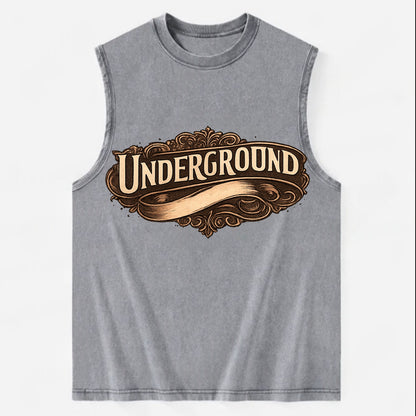 Bold typography design - "UNDERGROUND" - hidden scene, alternative - Vintage Washed Tank - Grey