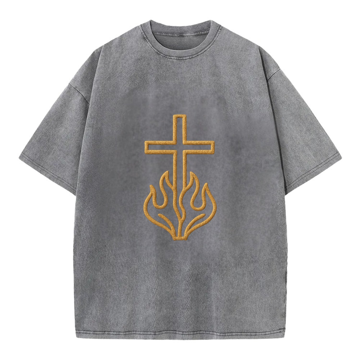 Burning Bush Cross  - Vintage T-shirt - Grey
