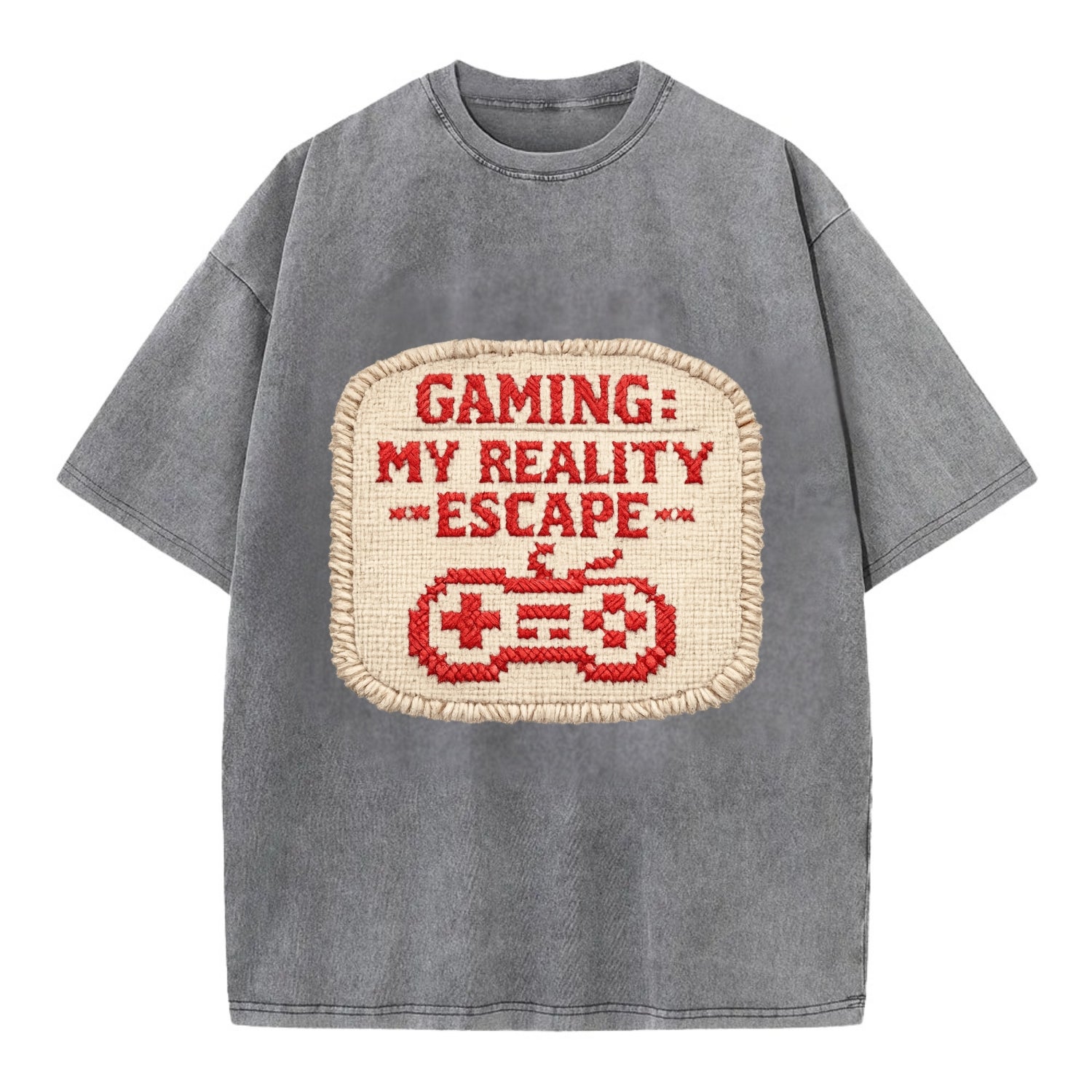 GAMING: MY REALITY ESCAPE - red game escape - red - gaming reality escape - Vintage T-shirt - Grey