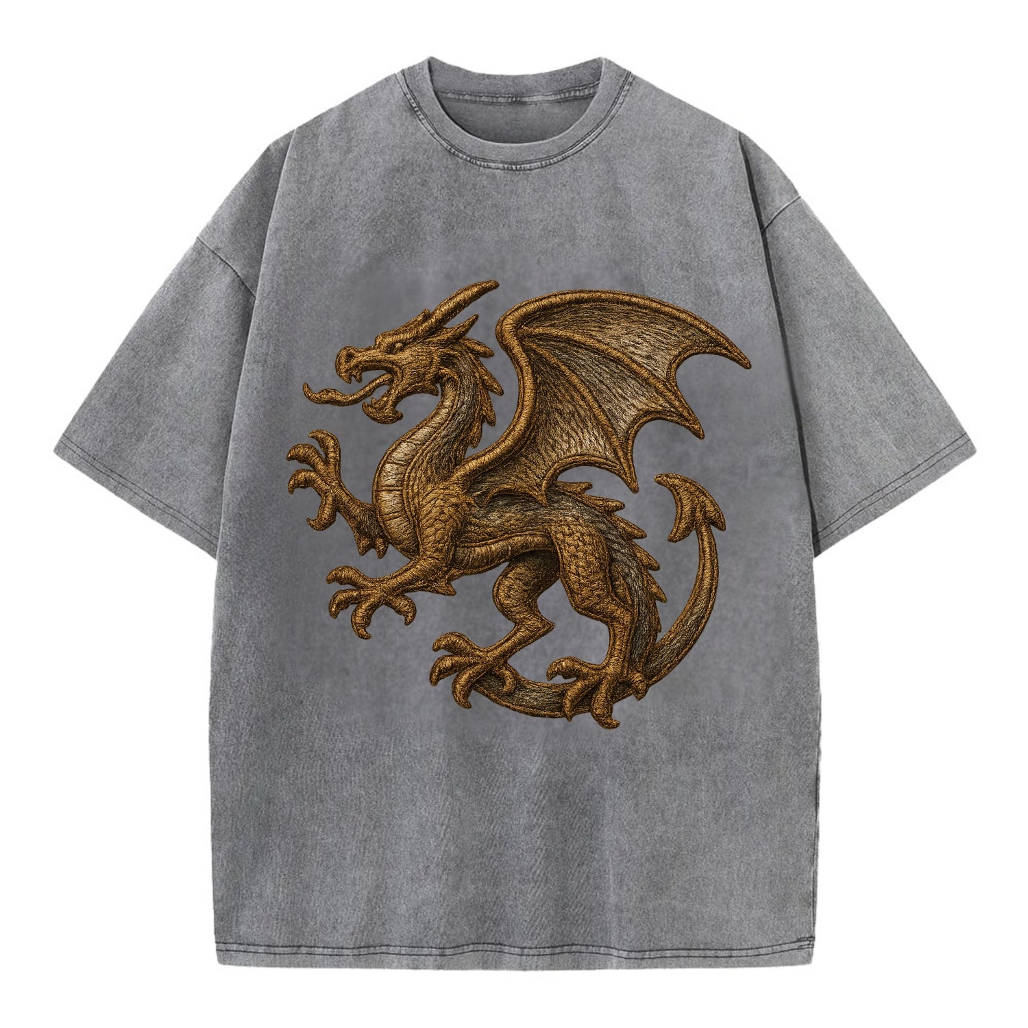 Dragon Silhouette  - Vintage T-shirt - Grey