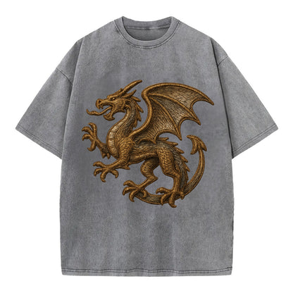 Dragon Silhouette  - Vintage T-shirt - Grey
