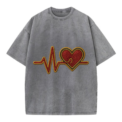 Heartbeat Line  - Vintage T-shirt - Grey