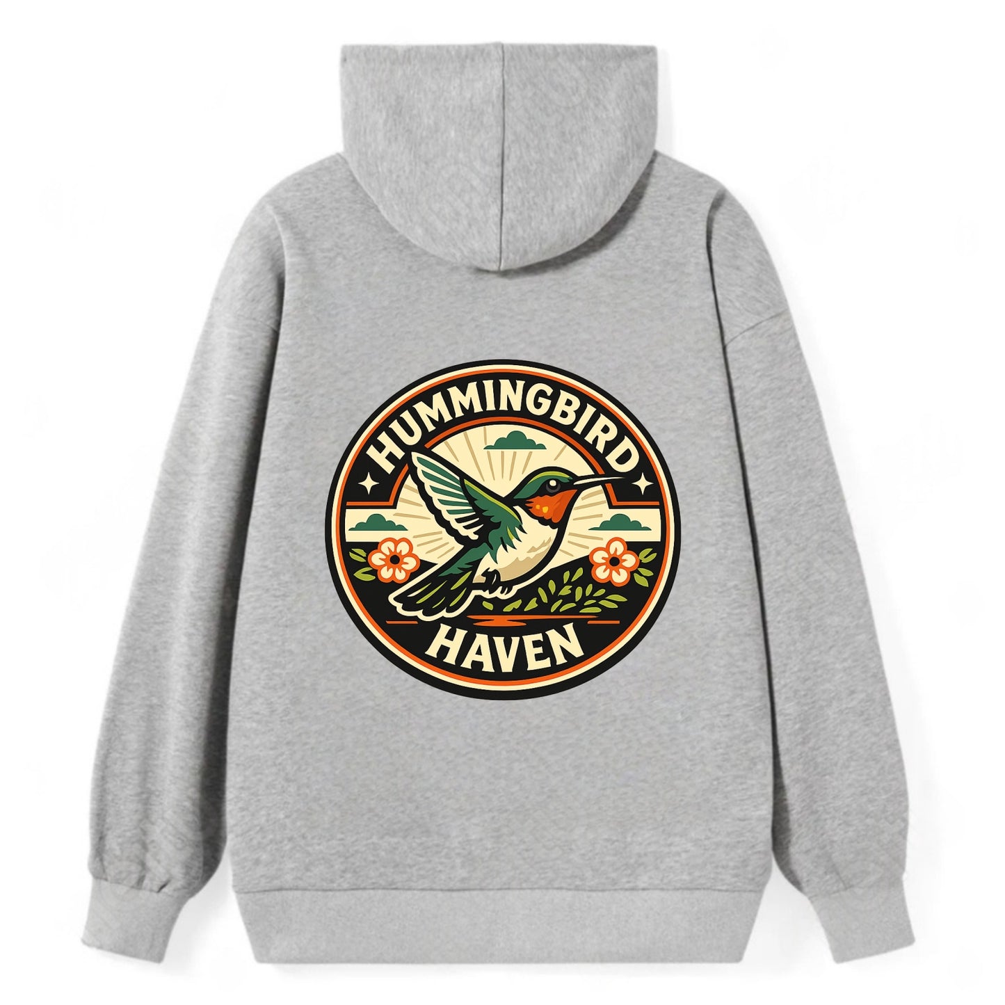 Hummingbird Sanctuary Emblem - Classic Pullover Hoodie - Grey
