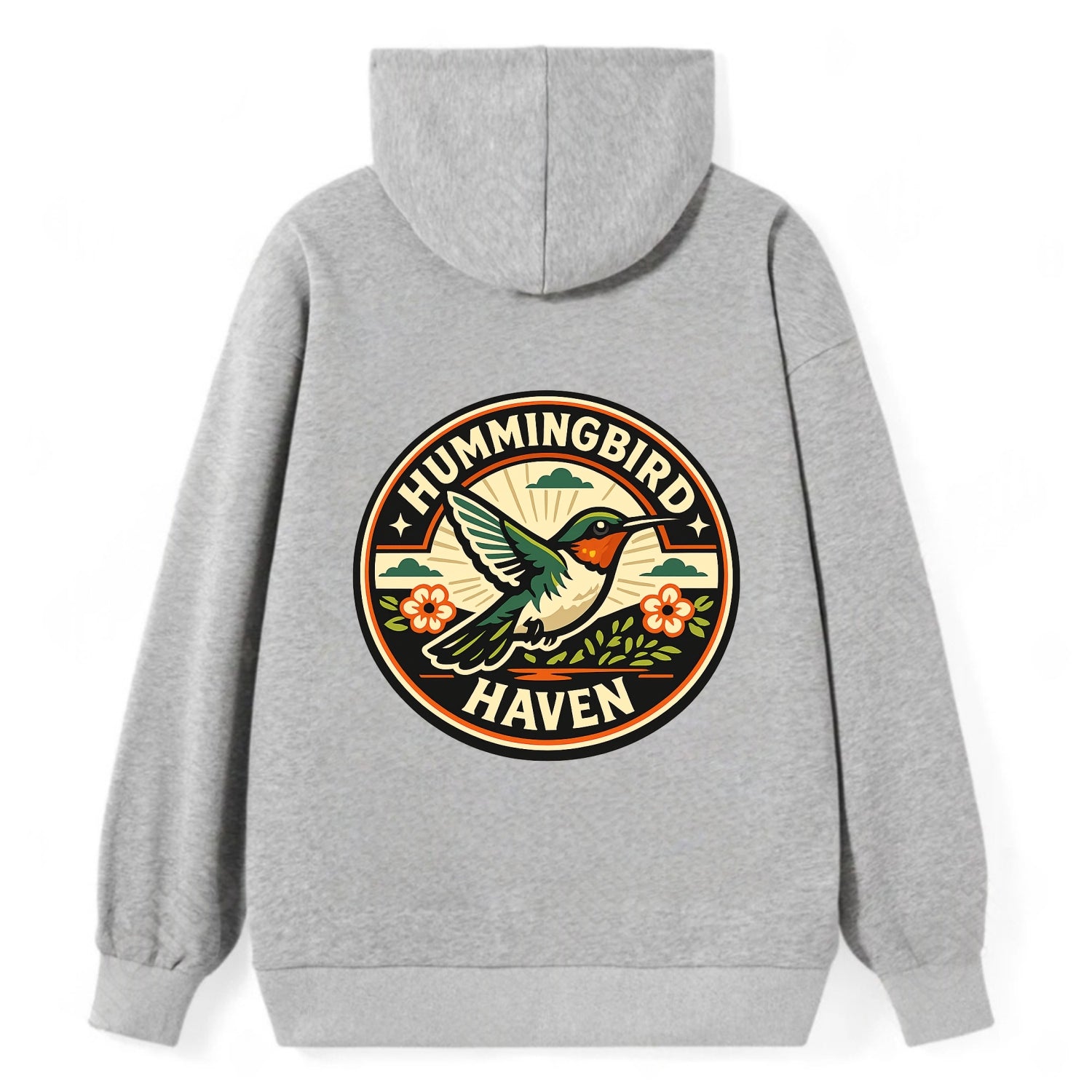 Hummingbird Sanctuary Emblem - Classic Pullover Hoodie - Grey