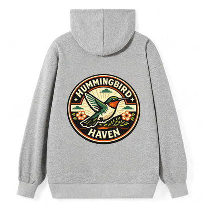Hummingbird Sanctuary Emblem - Classic Pullover Hoodie - Grey