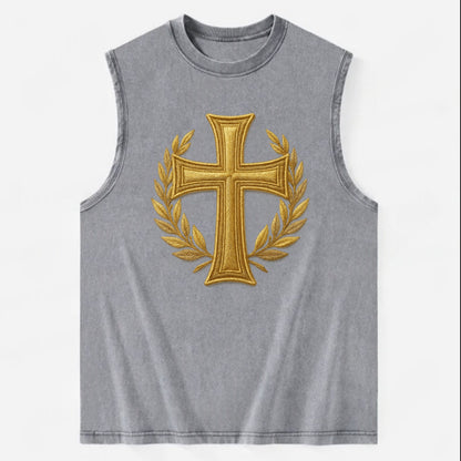Victory Cross  - Vintage Washed Tank - Grey