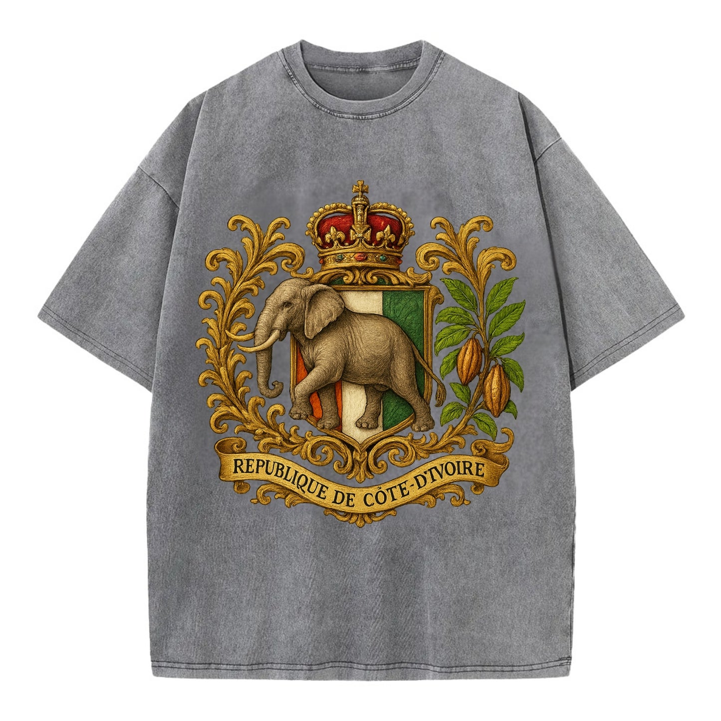 Ivory Coast Heritage Badge  - Vintage T-shirt - Grey
