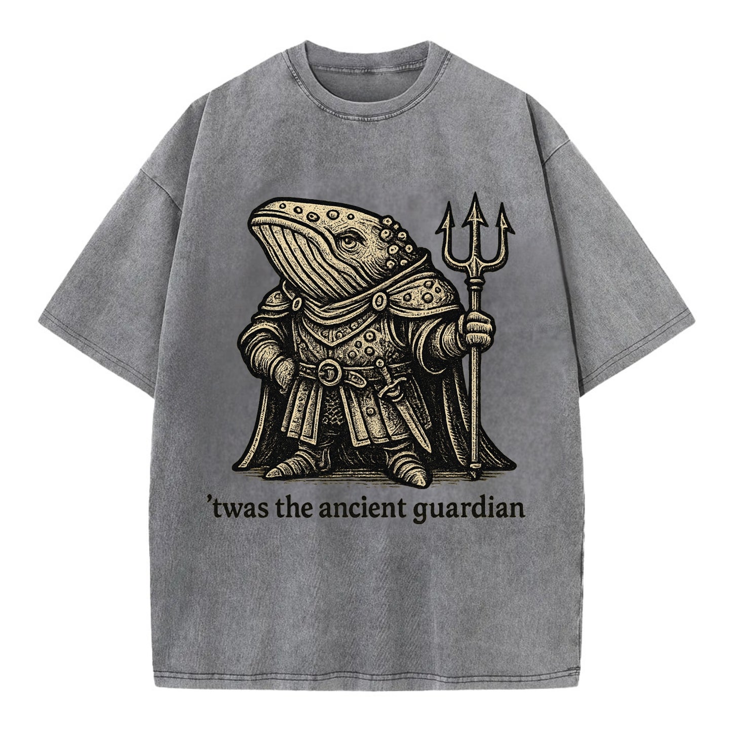 Whale Ancient Guardian  - Vintage T-shirt - Grey