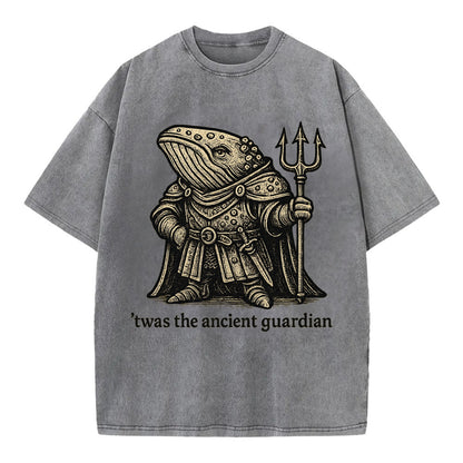 Whale Ancient Guardian  - Vintage T-shirt - Grey