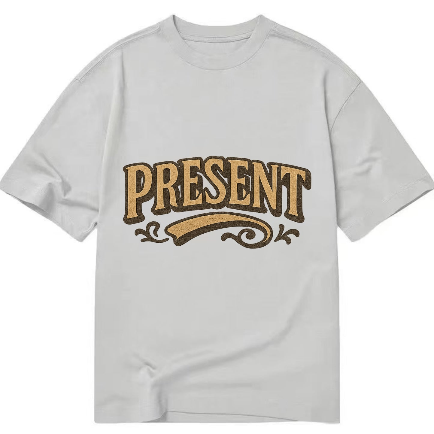 Bold typography design - "PRESENT" - living in the now - Classic T-shirt - Grey