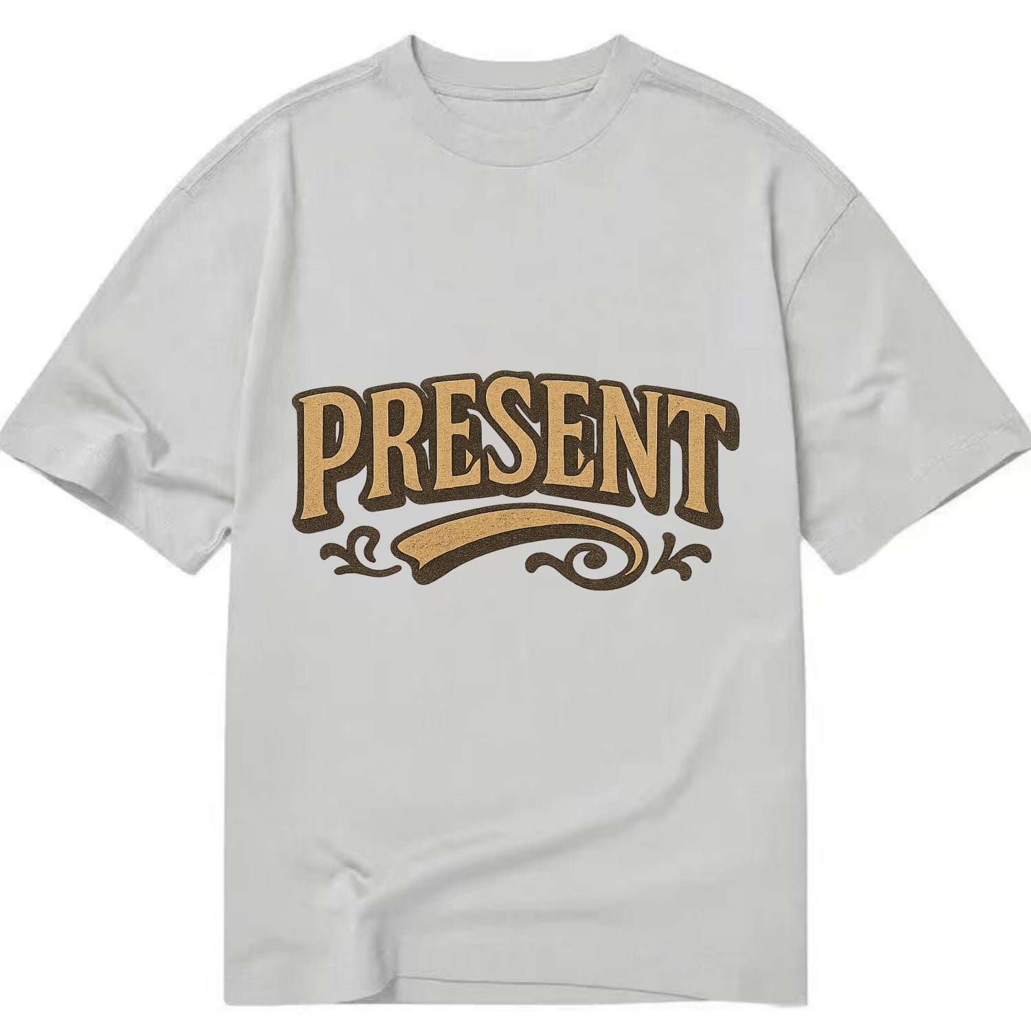 Bold typography design - "PRESENT" - living in the now - Classic T-shirt - Grey