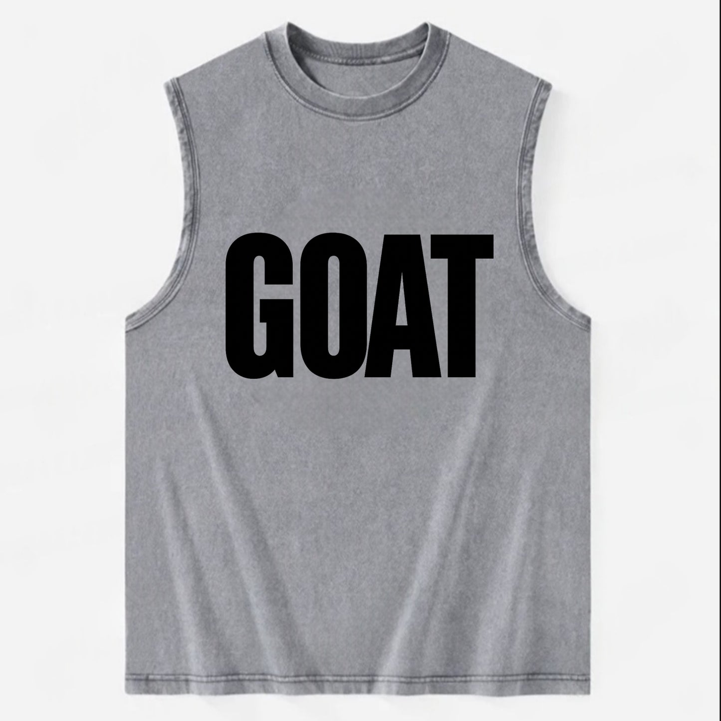 Bold typography design - "GOAT" - greatest of all time - Vintage Washed Tank - Grey