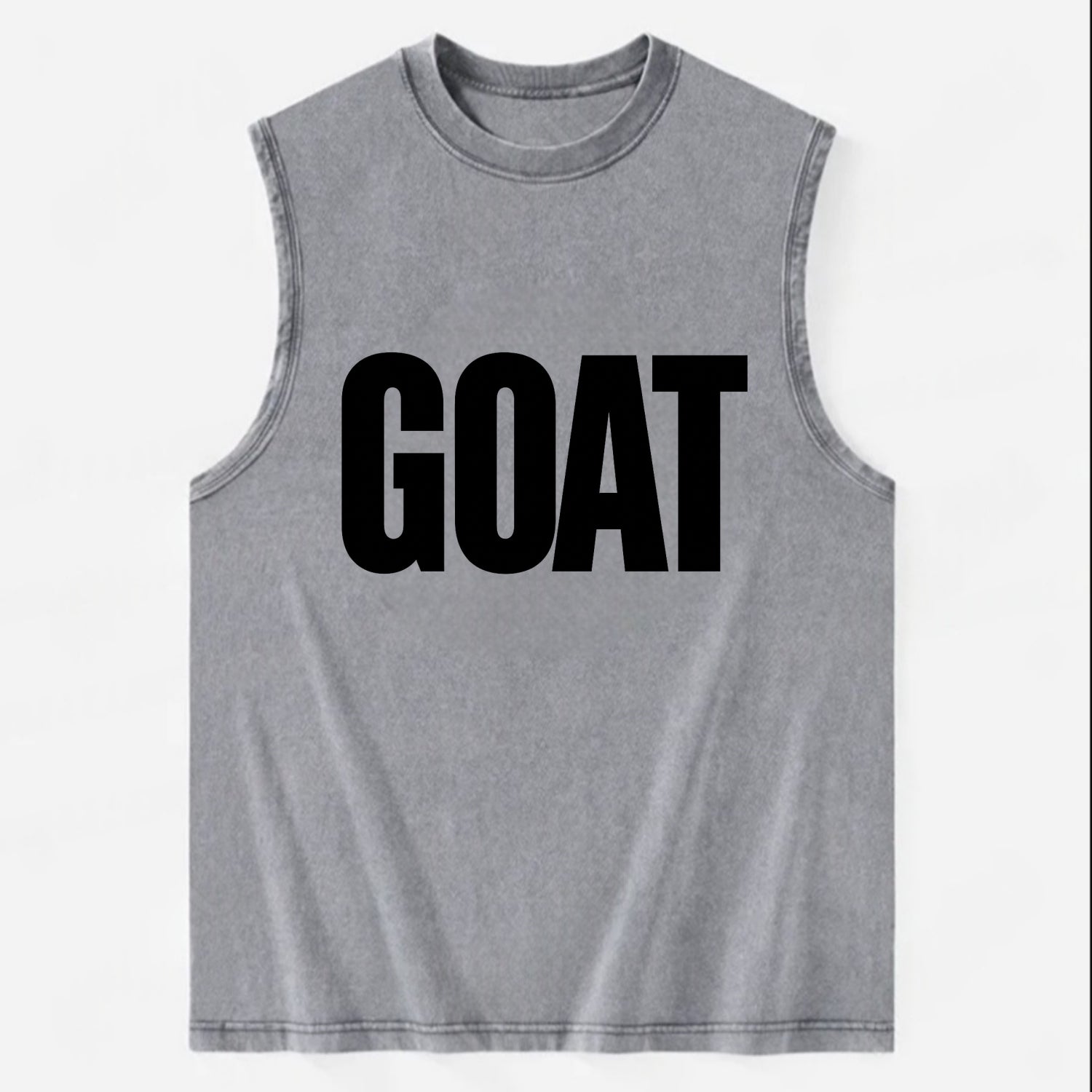 Bold typography design - "GOAT" - greatest of all time - Vintage Washed Tank - Grey