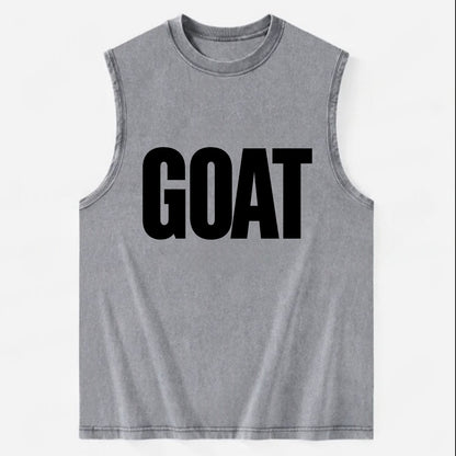 Bold typography design - "GOAT" - greatest of all time - Vintage Washed Tank - Grey