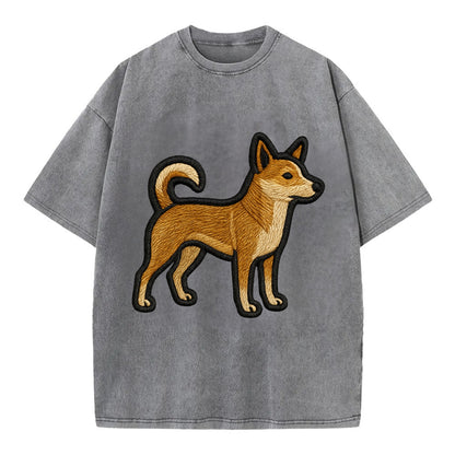Norwegian Lundehund - Modern puffin hunt - Vintage T-shirt - Grey