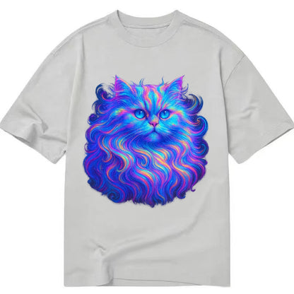 Luxurious Persian cat with flowing fur that refracts into rainbow prisms, soft - Classic T-shirt - Grey