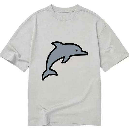 Bottlenose Dolphin - Gray jumping pose flat side profile - Classic T-shirt - Grey