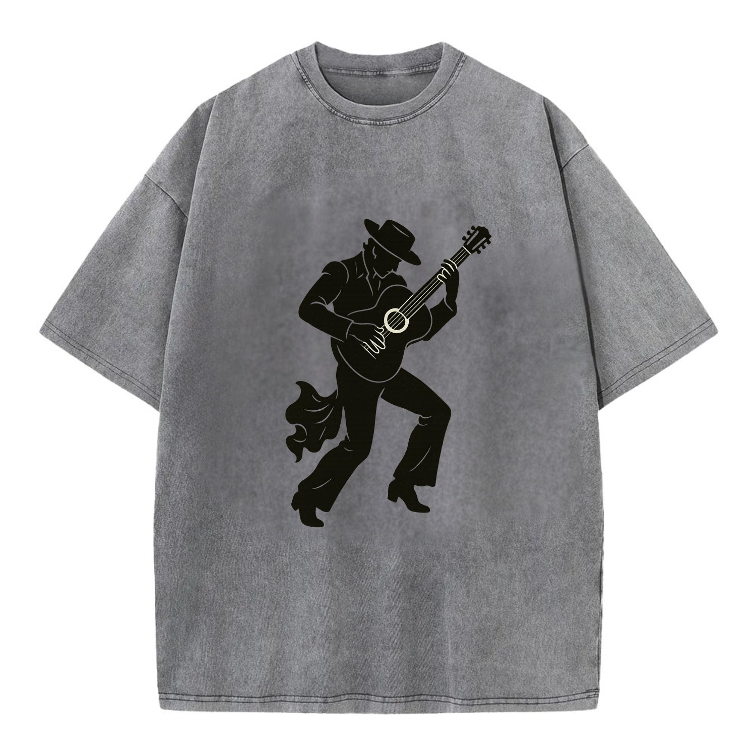 Flamenco guitarist dramatic pose - Vintage T-shirt - Grey