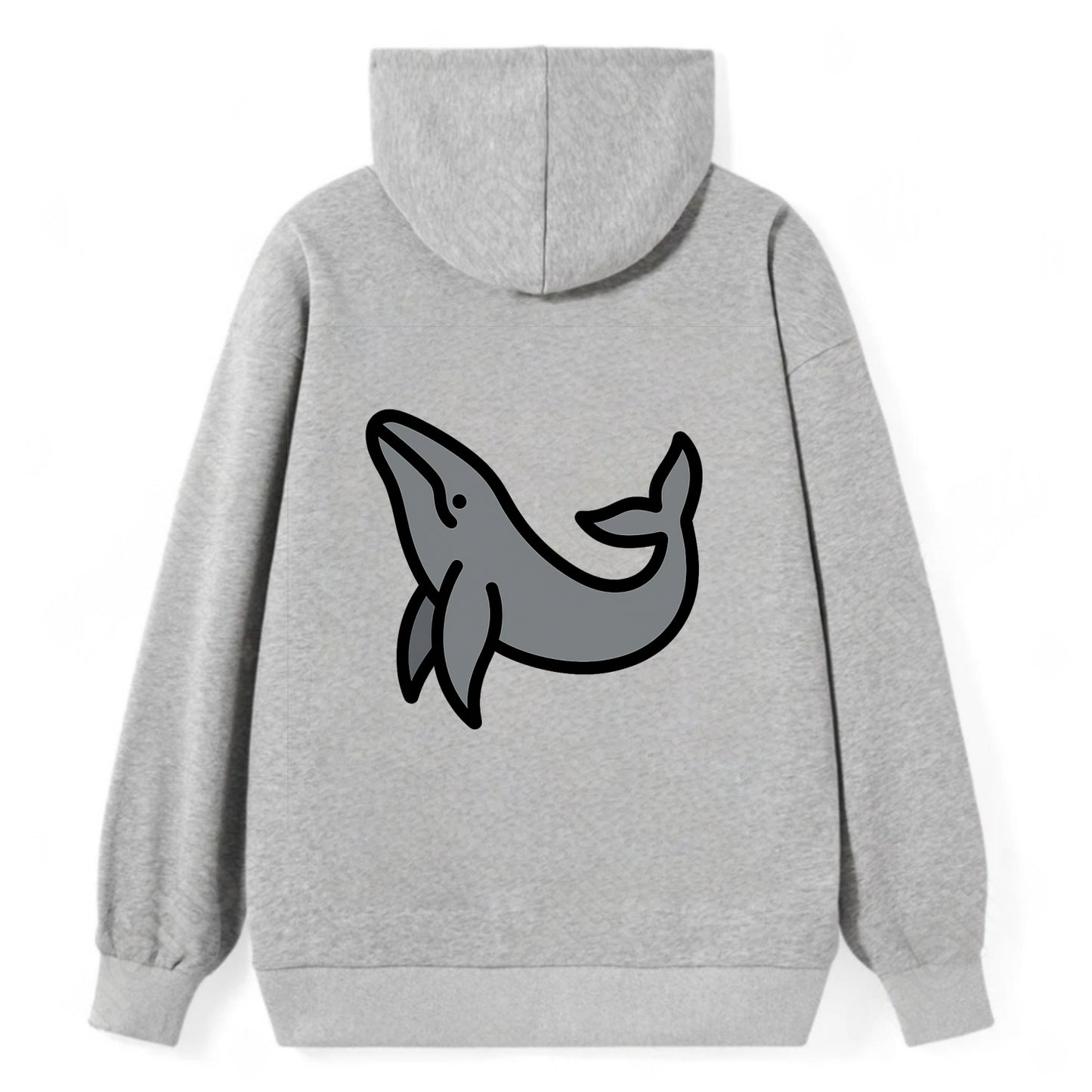 Humpback Whale - Gray breaching pose flat side profile - Classic Pullover Hoodie - Grey
