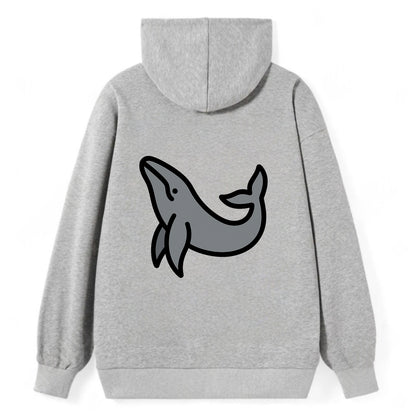 Humpback Whale - Gray breaching pose flat side profile - Classic Pullover Hoodie - Grey