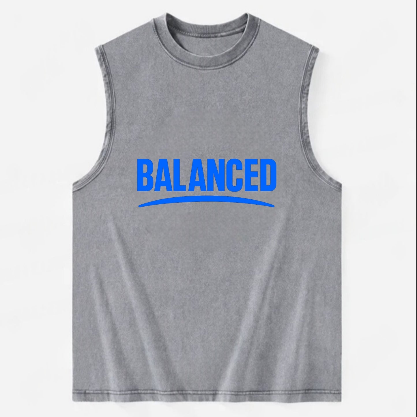 Bold typography design - "BALANCED" - harmony, equilibrium, centered life - Vintage Washed Tank - Grey