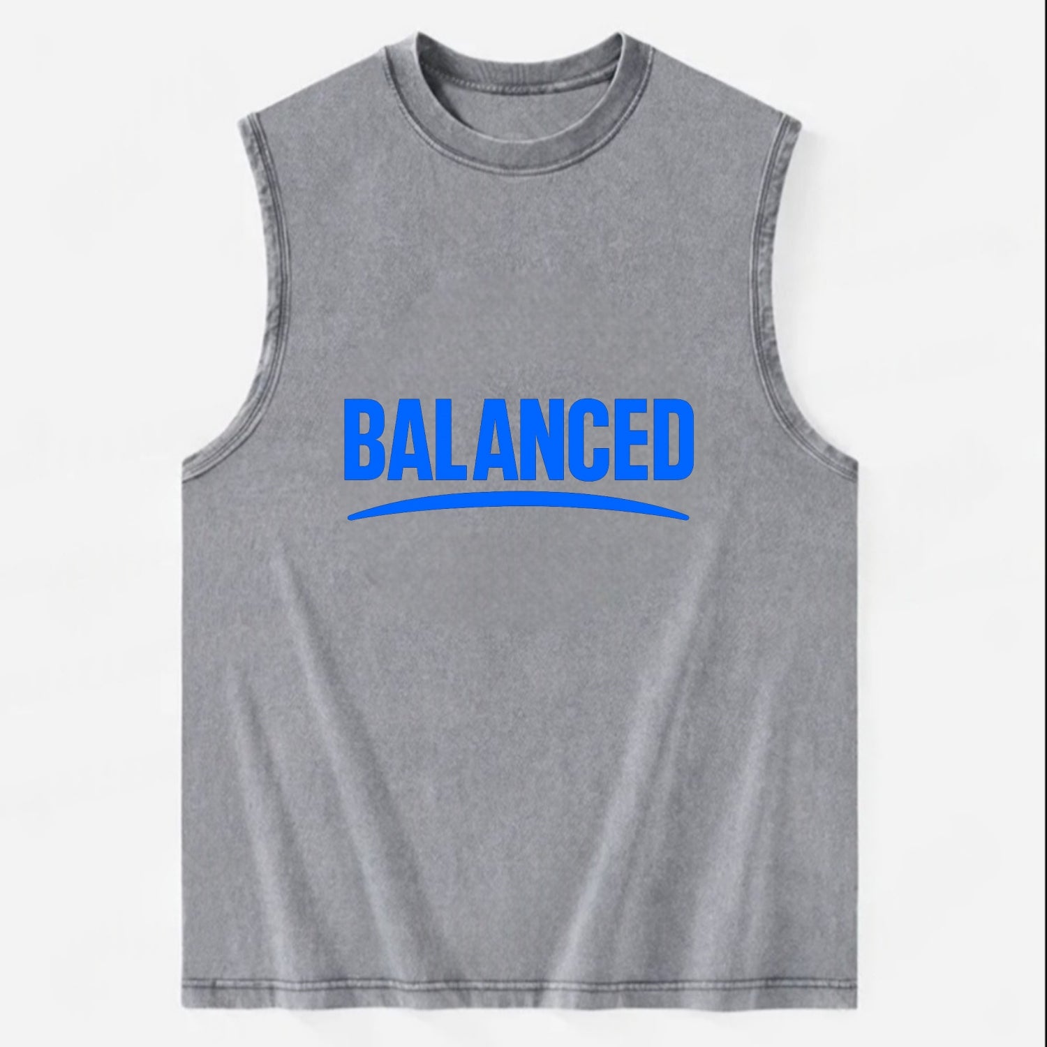 Bold typography design - "BALANCED" - harmony, equilibrium, centered life - Vintage Washed Tank - Grey
