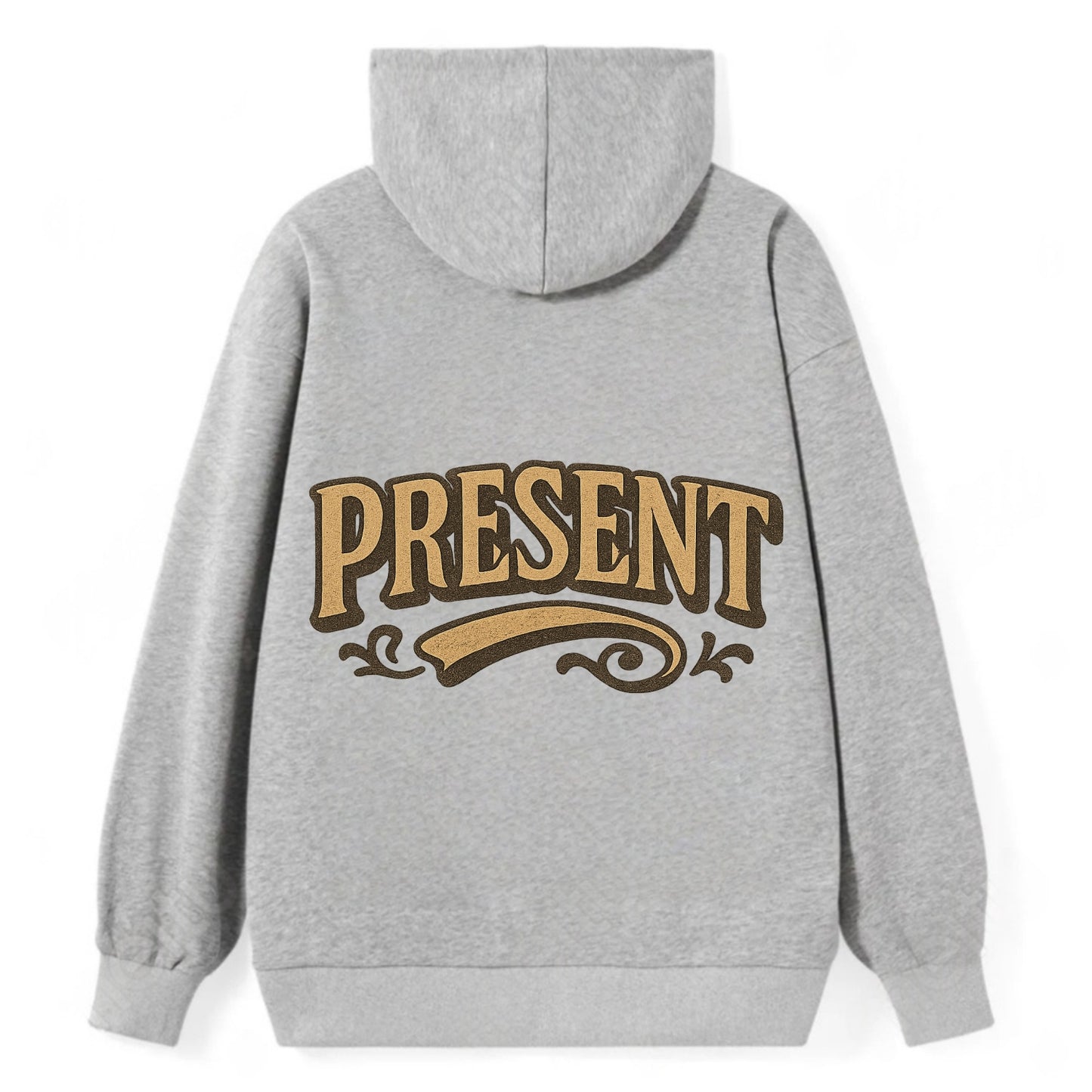 Bold typography design - "PRESENT" - living in the now - Classic Pullover Hoodie - Grey