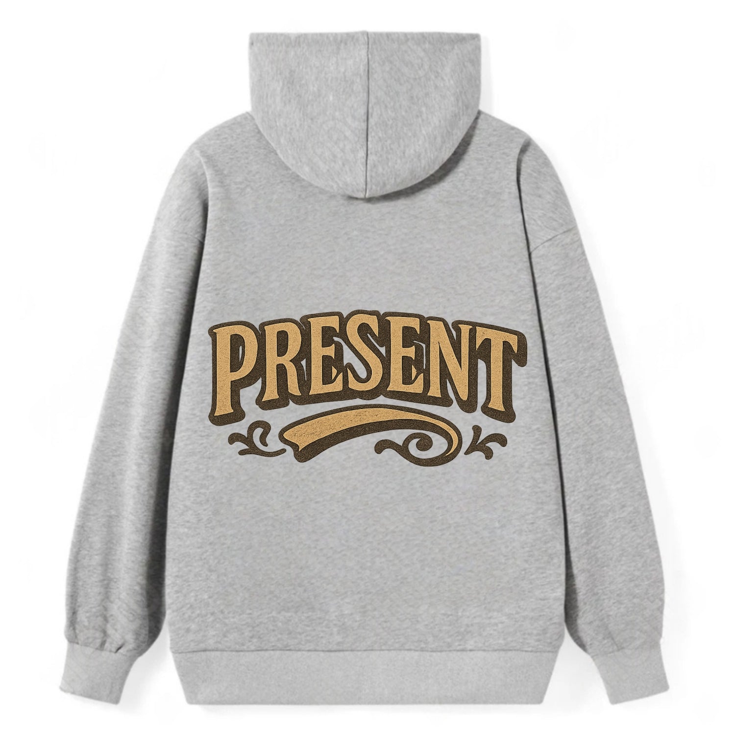Bold typography design - "PRESENT" - living in the now - Classic Pullover Hoodie - Grey
