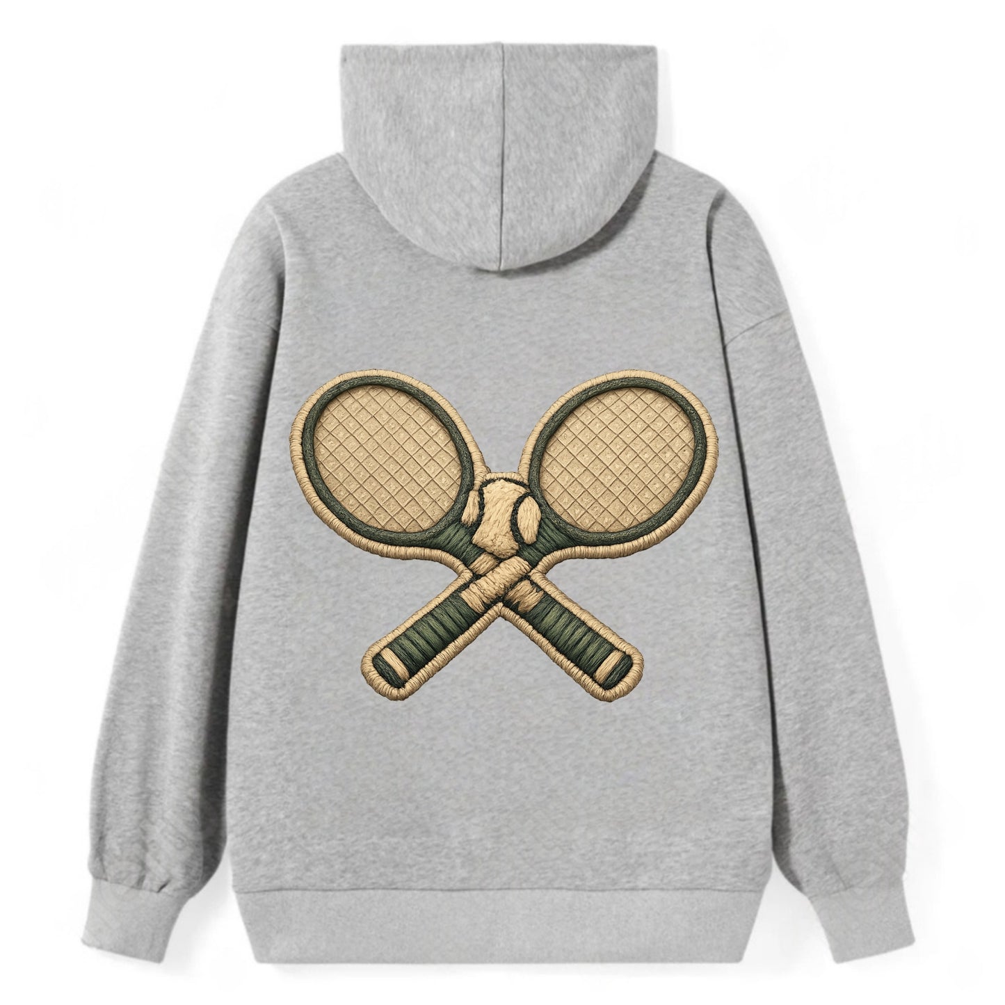 Embroidered patch design - TENNIS RACKET CROSSED - tennis rackets with - Classic Pullover Hoodie - Grey
