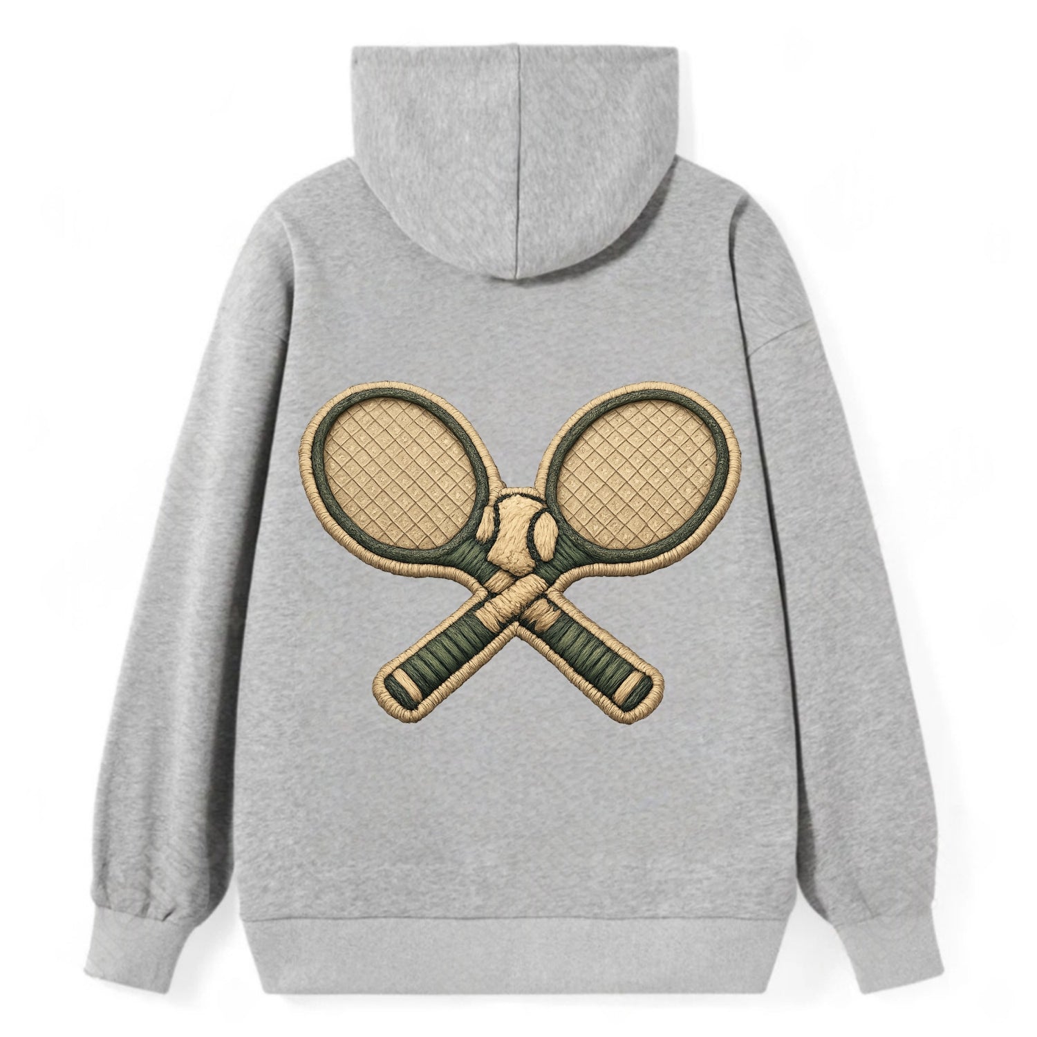 Embroidered patch design - TENNIS RACKET CROSSED - tennis rackets with - Classic Pullover Hoodie - Grey