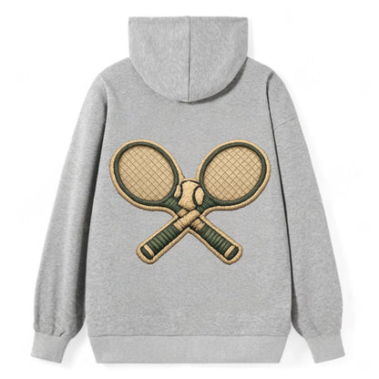 Embroidered patch design - TENNIS RACKET CROSSED - tennis rackets with - Classic Pullover Hoodie - Grey