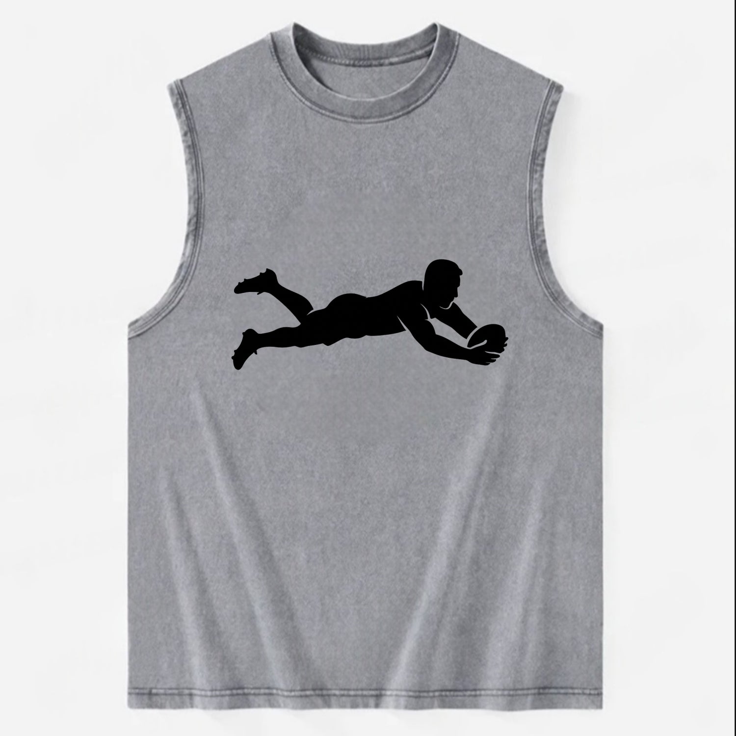 Rugby player diving for try - Vintage Washed Tank - Grey