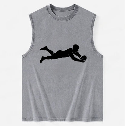 Rugby player diving for try - Vintage Washed Tank - Grey