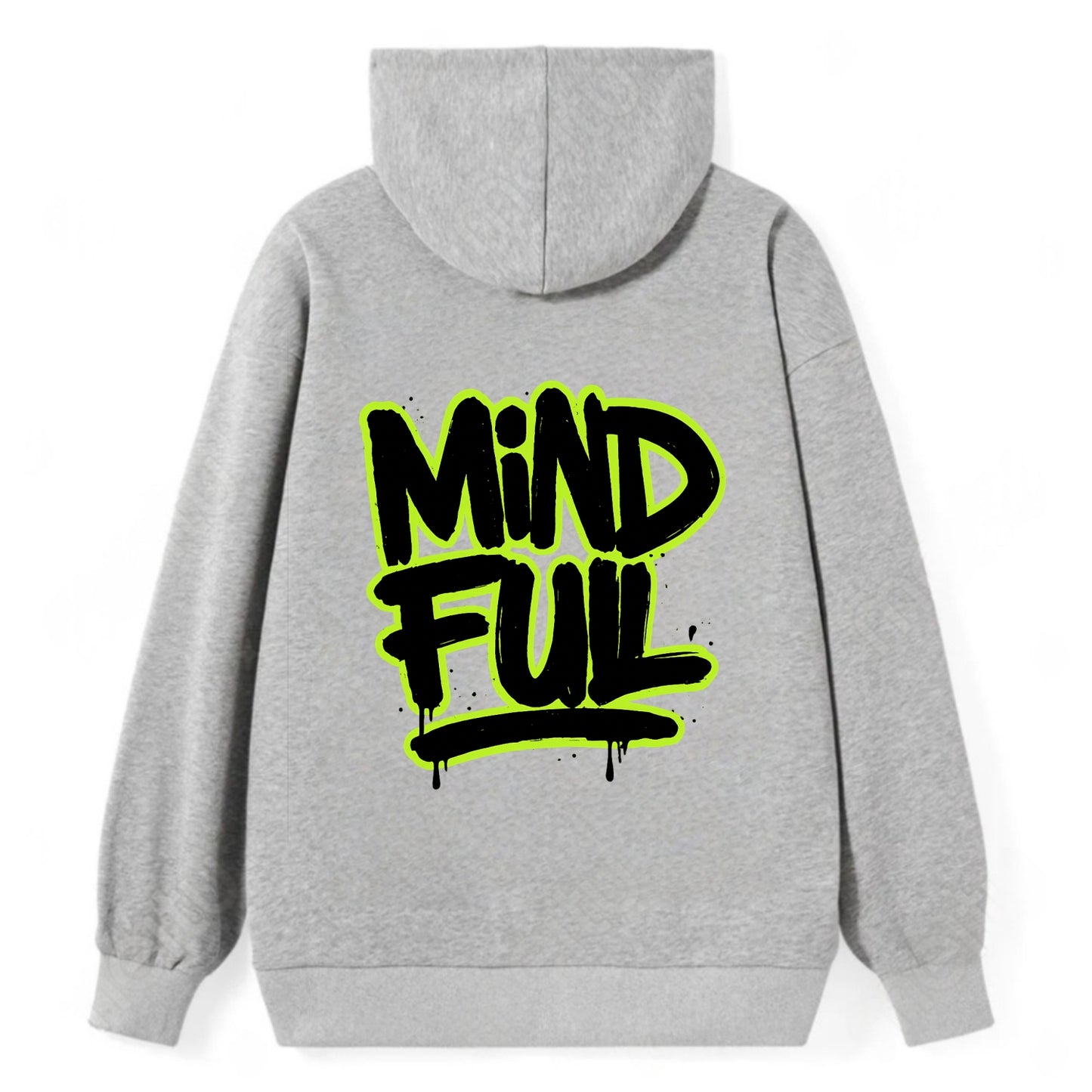 Bold typography design - "MINDFUL" - present awareness, conscious living - Classic Pullover Hoodie - Grey