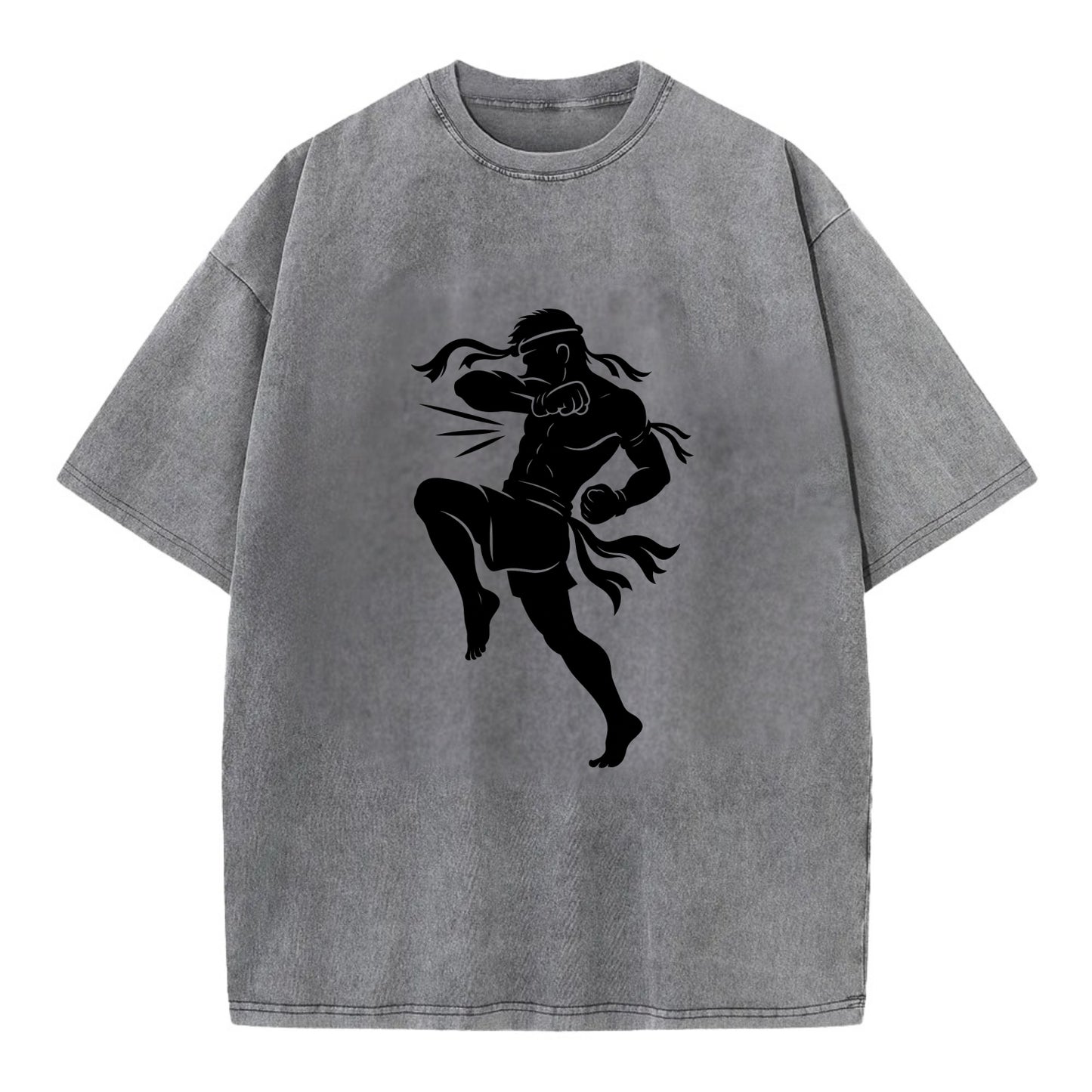 Thai Muay Thai fighter elbow strike - Vintage T-shirt - Grey